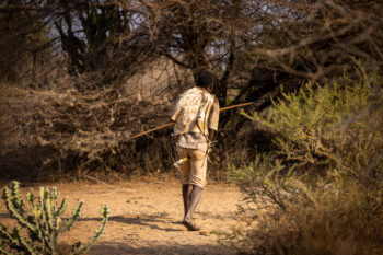 young African tribe member hunting