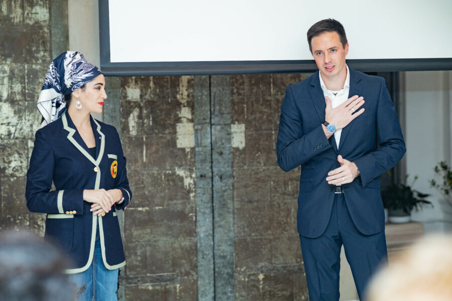 photograph of photographer Derek Nielsen with Dr. Gabby Wild at a fundraiser