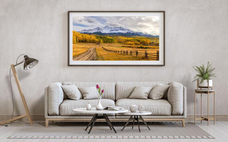 image of a beautiful mountain scene in Telluride Colorado displayed in a modern home