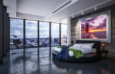 Extra large fine art photographic print displayed in a modern luxury city condo